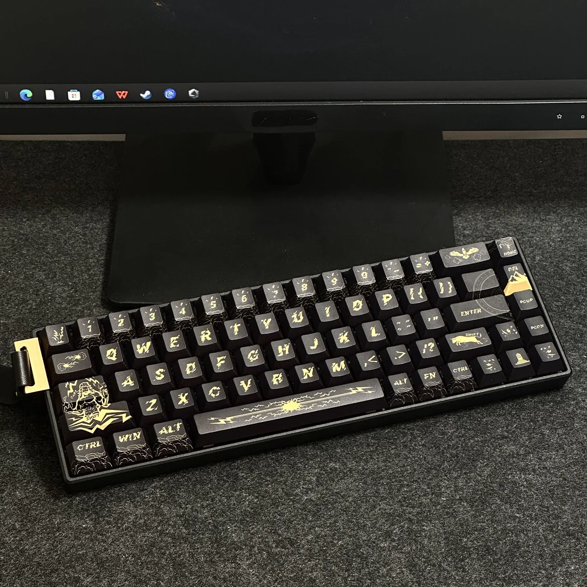 Side profile view of the Zeus Cherry profile keycaps, demonstrating ergonomic height and angle.