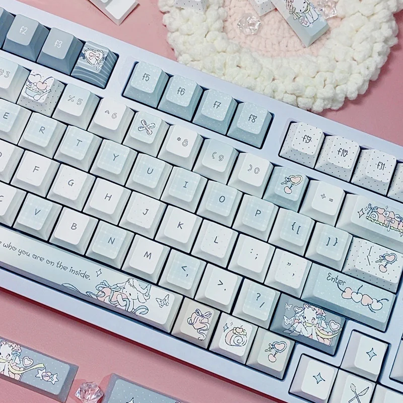 Sleepy Sheep keycap set featuring adorable pastel sheep motifs