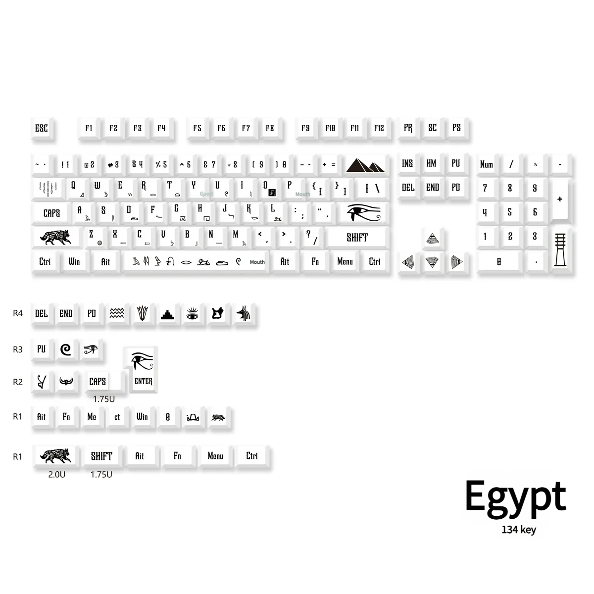 Conceptual desk setup featuring Egypt Keycap Set and matching accessories