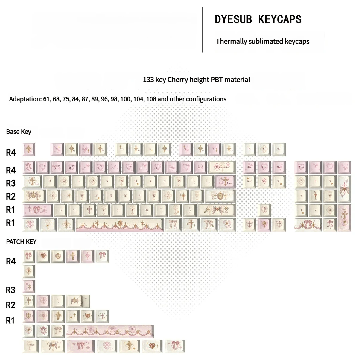 Angle view of Angel's Lies Cherry Keycap Dreamy pink PBT showing color layering and layout presence