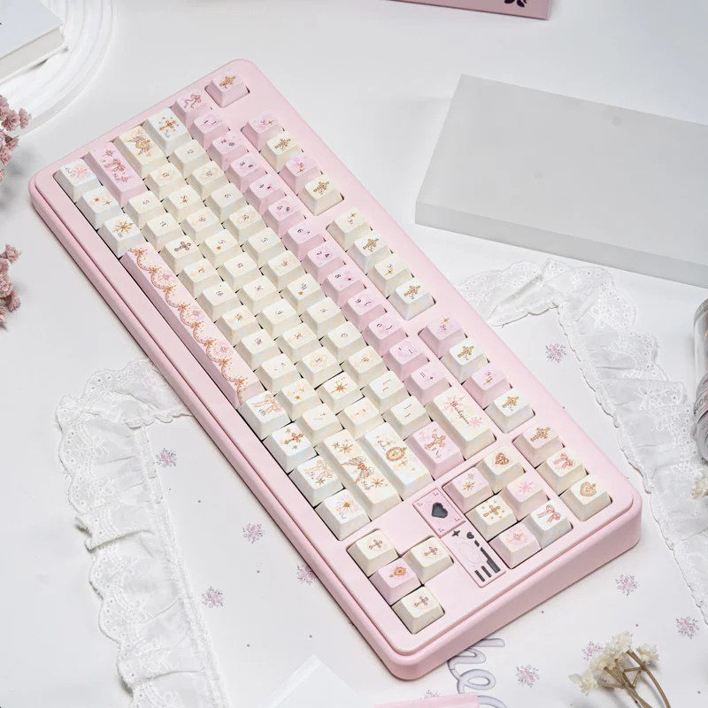 Detailed texture view of Angel's Lies Cherry Keycap Dreamy pink PBT design and material