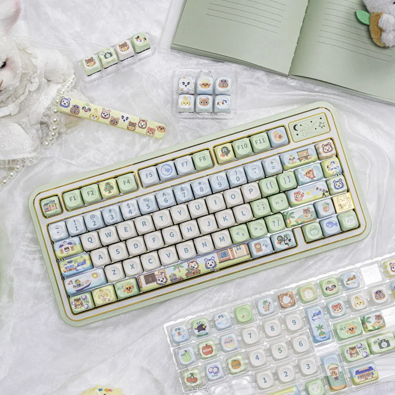 Animal Crossing Joyful Animal Whimsical Animal installed on a mechanical keyboard setup