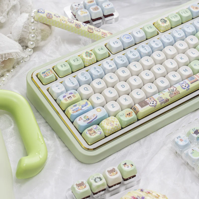 Side profile of Animal Crossing Joyful Animal Whimsical Animal showing keycap set shape and fit