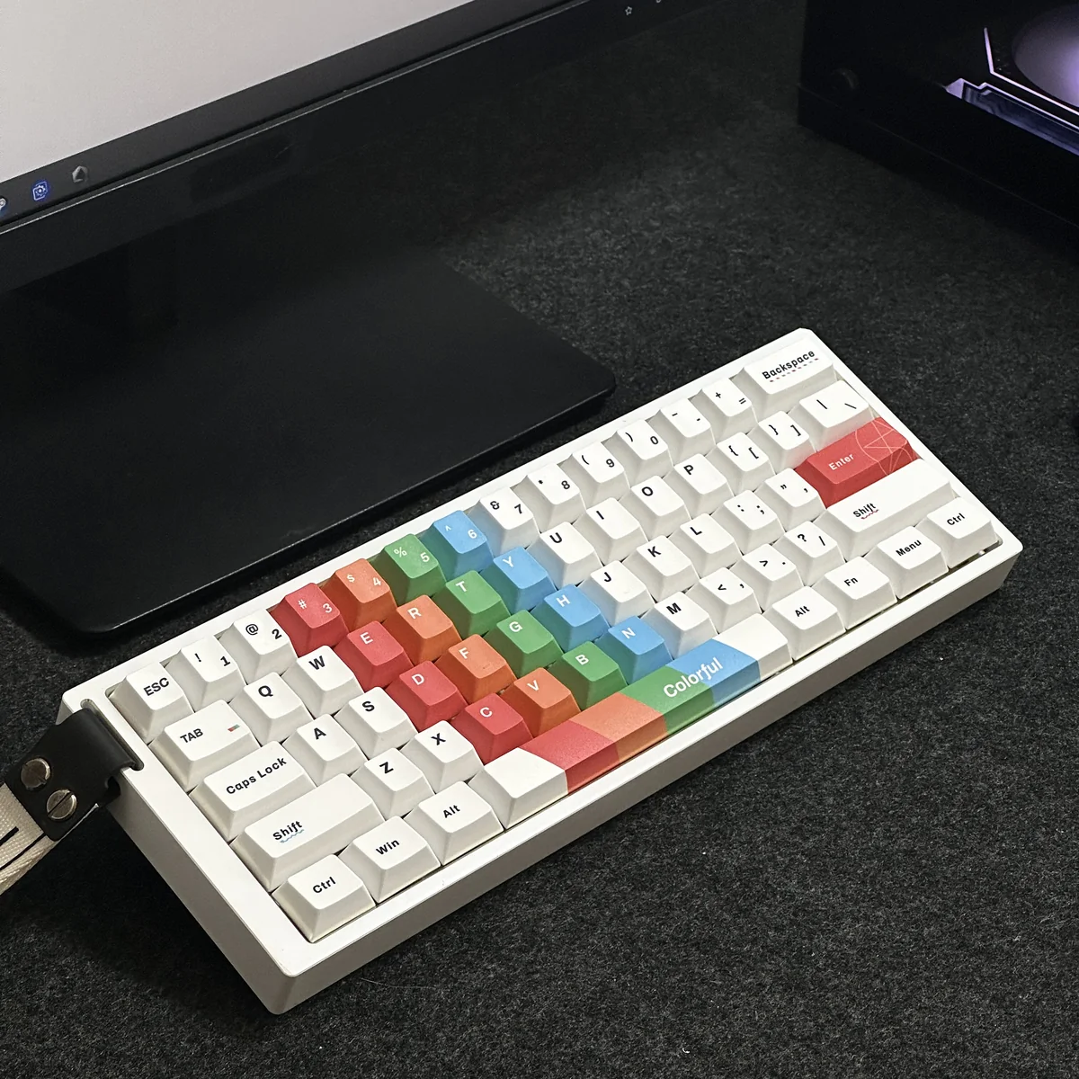 Artistic Painted Cherry Keycap Artistic PBT installed on a mechanical keyboard setup
