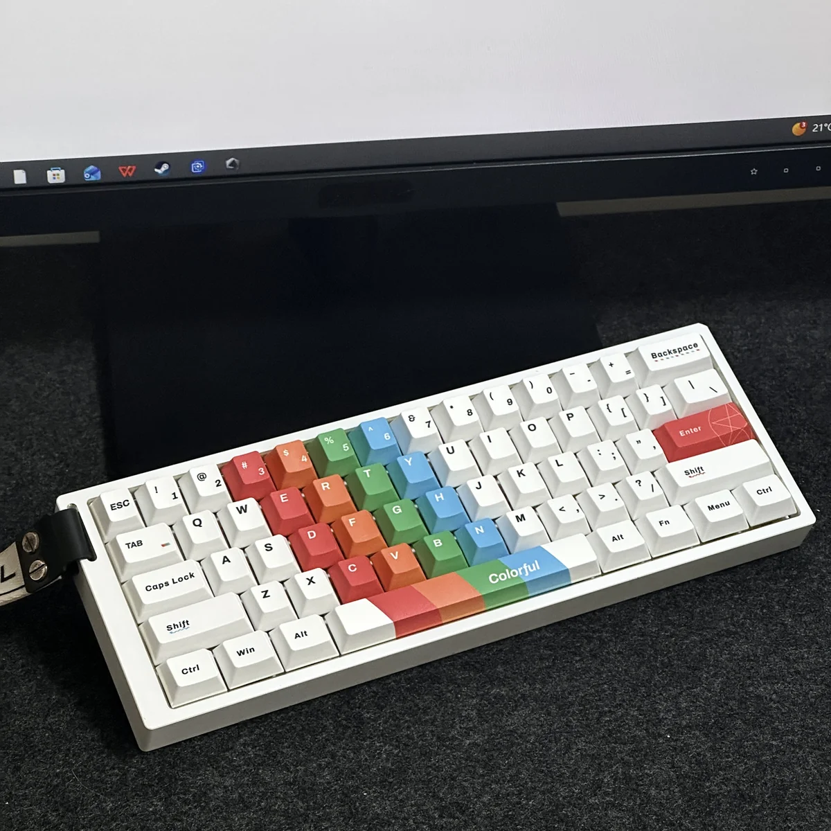 Detailed texture view of Artistic Painted Cherry Keycap Artistic PBT design and material