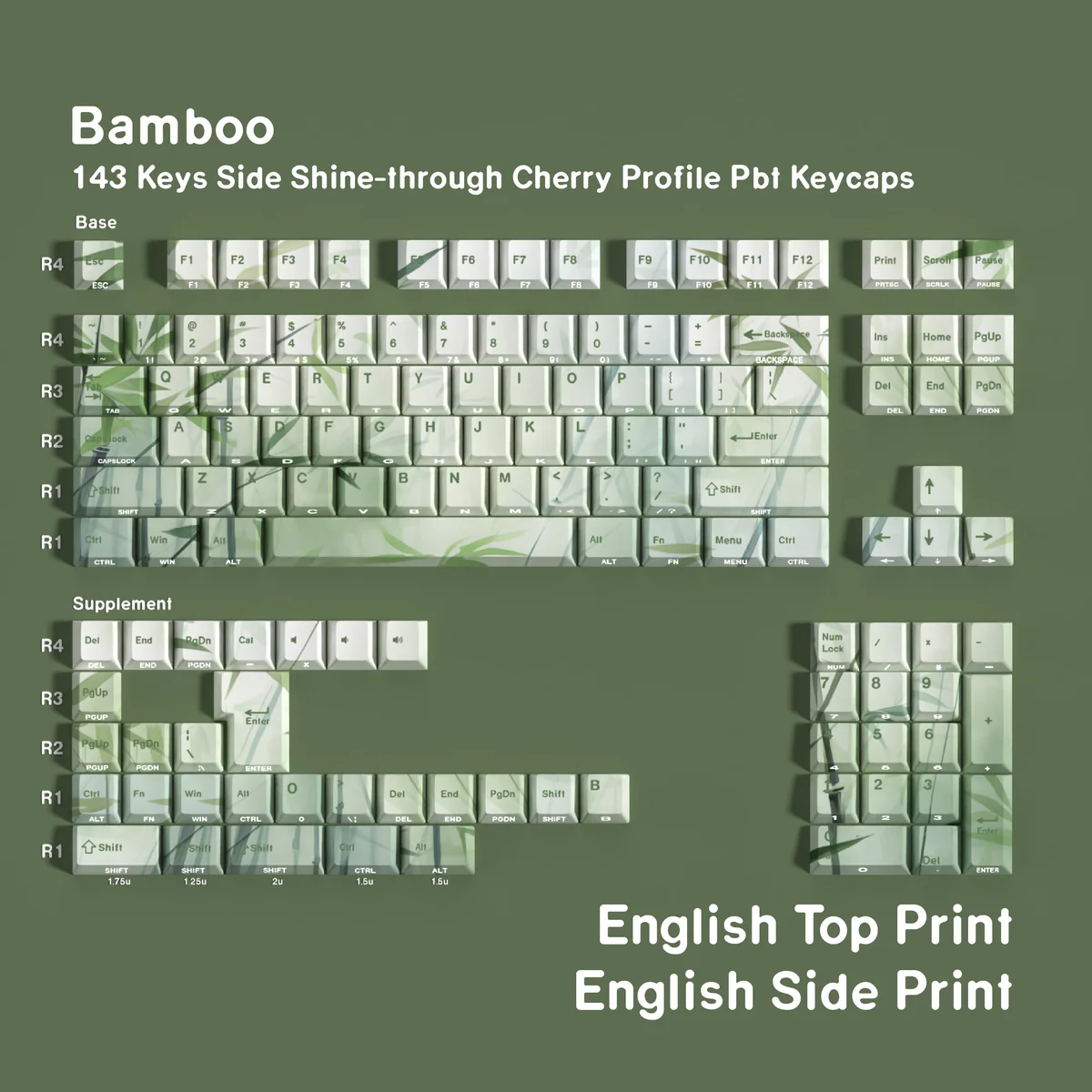 Lifestyle shot of the Bamboo Forest Keycap Set in a tranquil desk setup with natural elements