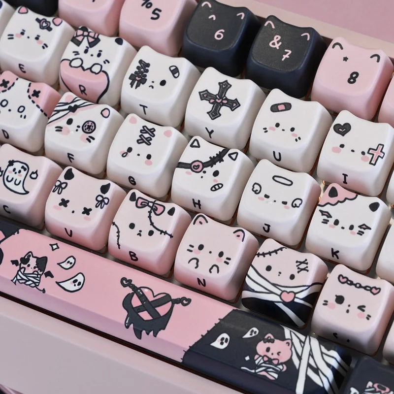 Ergonomic MAO profile of Black Cat keycaps
