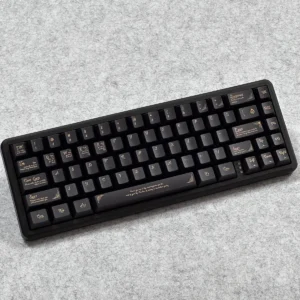 Full keyboard featuring Black Gold Baroque PBT keycap set with ornate designs and Cherry profile.