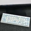 Blue Melody PBT Keycap Set on a white mechanical keyboard, showcasing serene blue hues and Cherry profile.