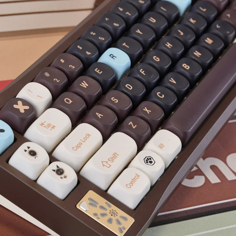Close-up view of a Brown Sugar Boba keycap, highlighting the dye-sublimated details and warm colors.