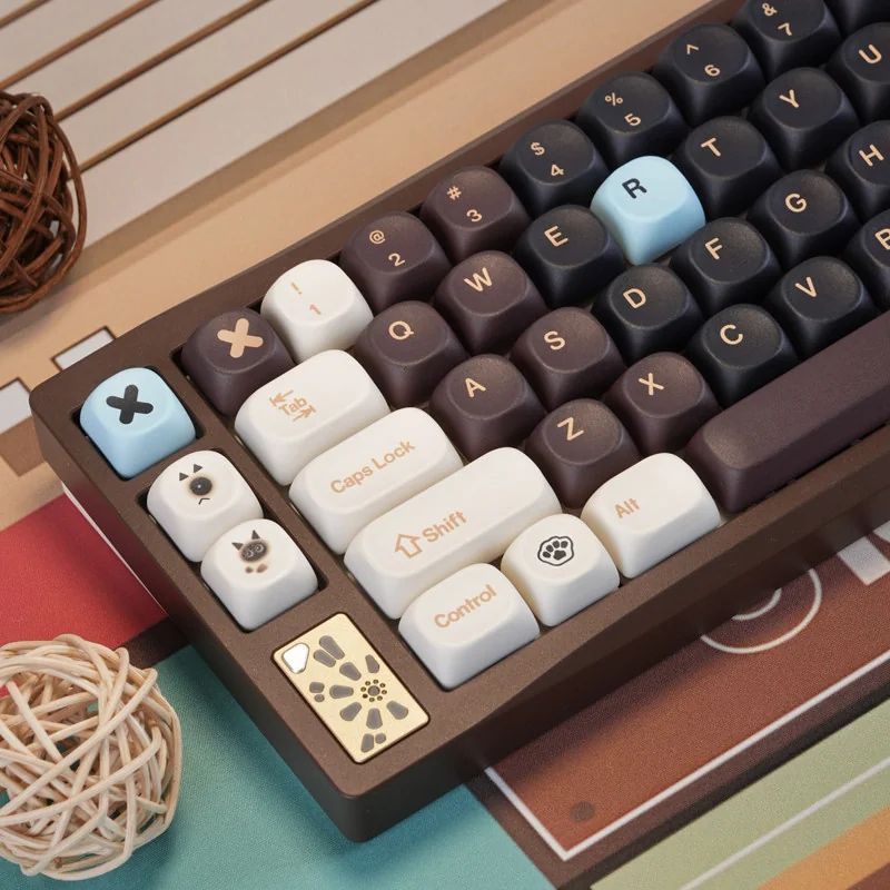 Brown Sugar Boba Keycap Set installed on a mechanical keyboard, showcasing its aesthetic.