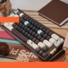 Texture shot of a PBT Brown Sugar Boba keycap, emphasizing its matte finish and durability.