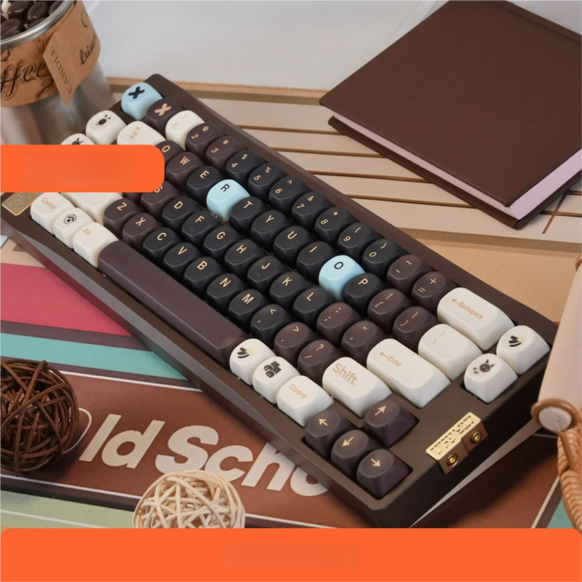 Texture shot of a PBT Brown Sugar Boba keycap, emphasizing its matte finish and durability.