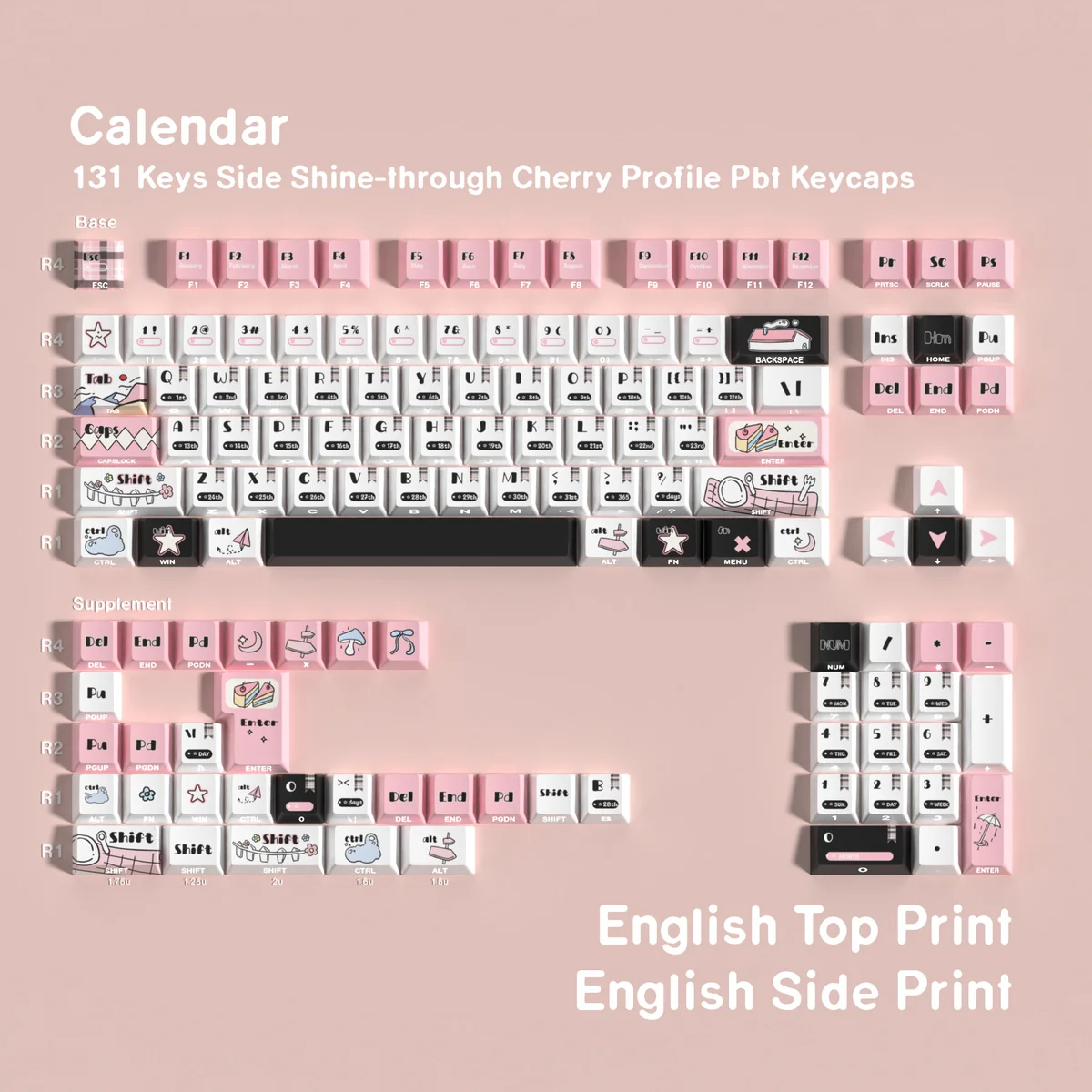Calendar PBT Keycap Set integrated into a clean and organized desk setup, promoting productivity.