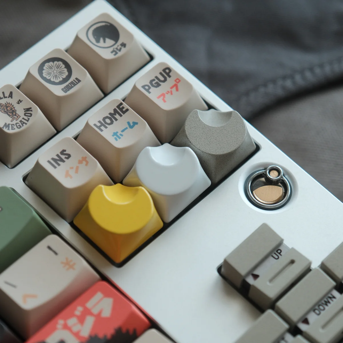 Close-up of Celestial Moon Keycap's polished mirror finish