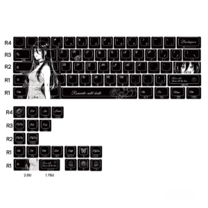 Chainsaw Man Reze Black Rose PBT Keycap Set on mechanical keyboard