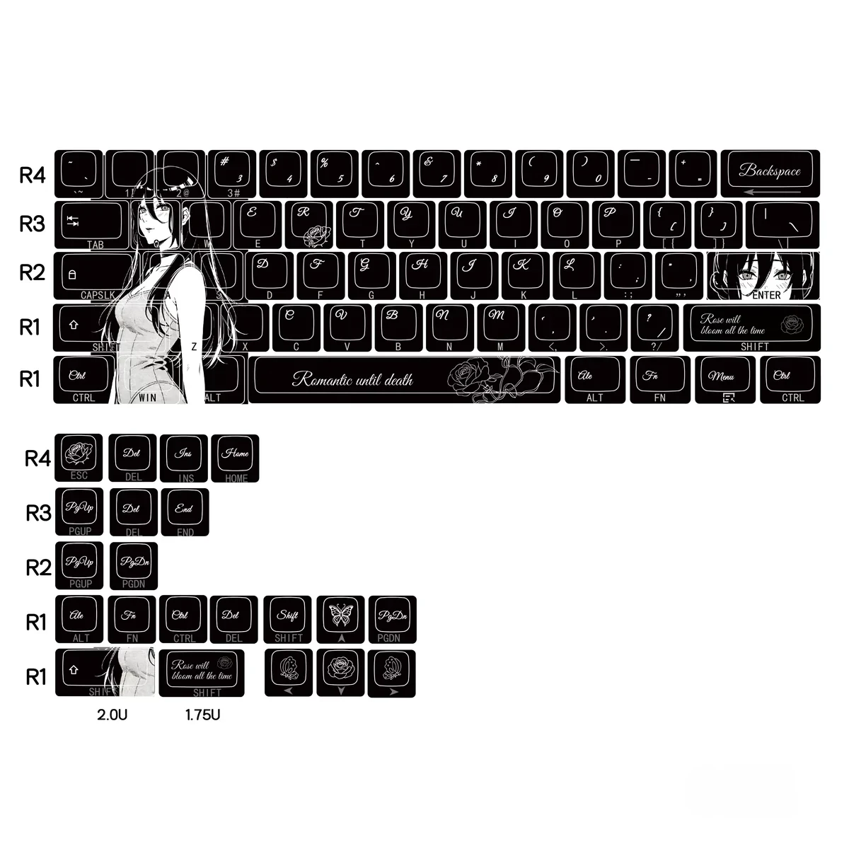 Chainsaw Man Reze Black Rose Keycap Set Keyboard product image