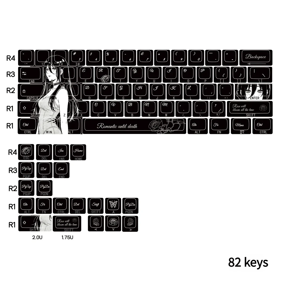 Full layout view of Chainsaw Man Reze keycaps