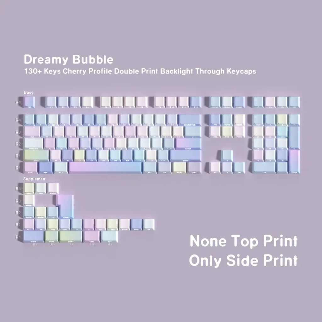 Side profile of Cherry profile Dreamy Bubble keycaps