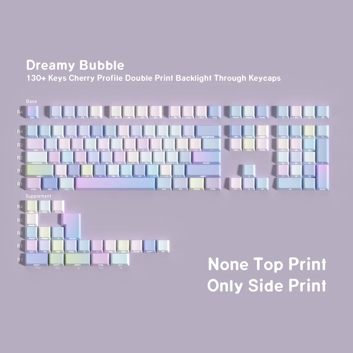 Side profile of Cherry profile Dreamy Bubble keycaps