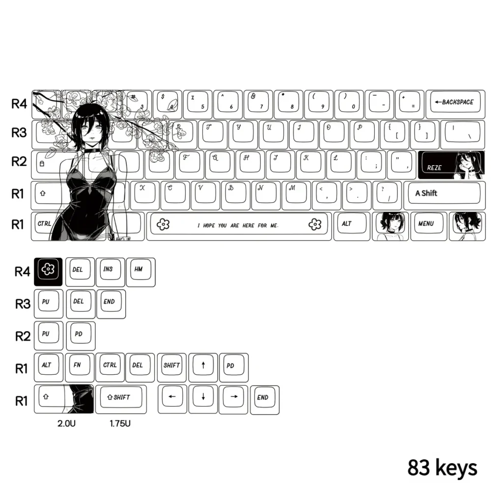 Chainsaw Man Reze keycaps in Cherry profile, showcasing PBT texture