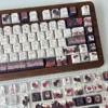 Angled view of Cherry Profile Dark Rose Keycaps showcasing ergonomic sculpt