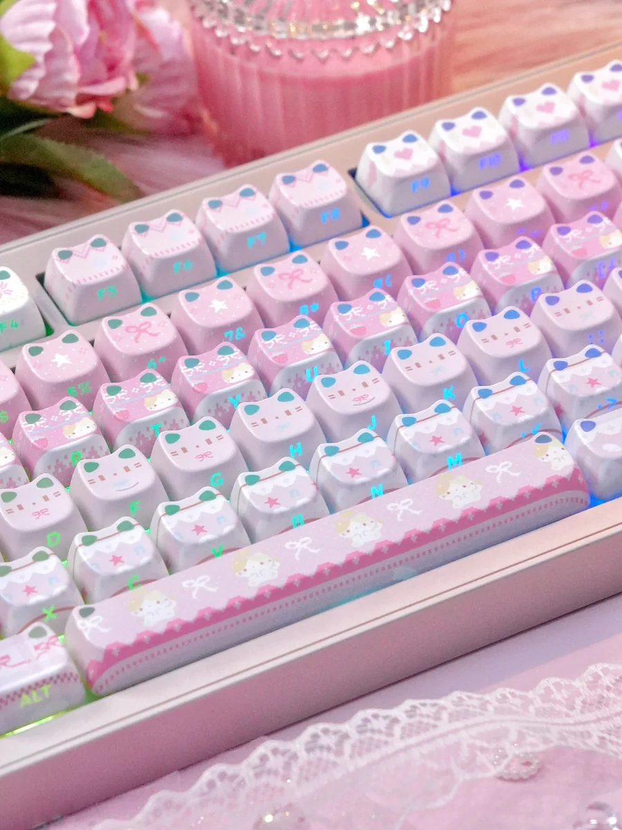 Ergonomic Cherry Profile of Fair Isle Cat Keycaps