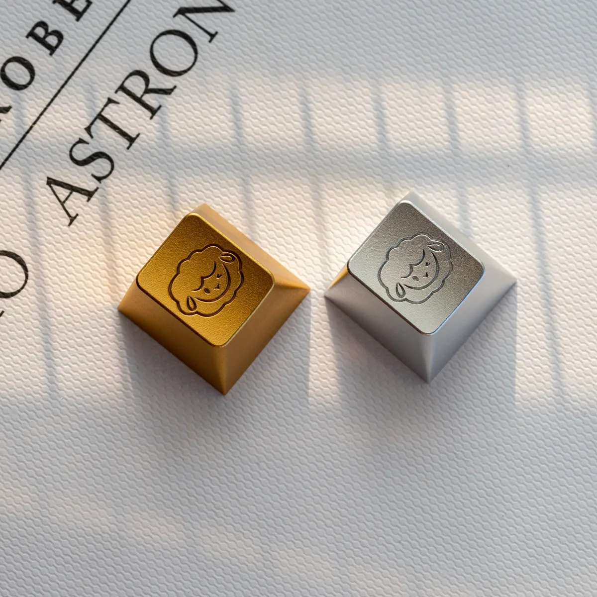 Detailed View of Blue Aluminum Cute Sheep Keycap