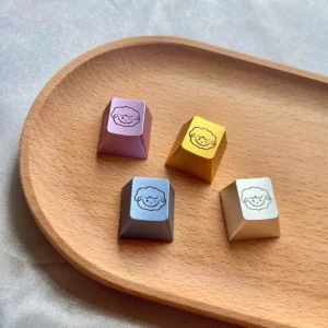 Cute Sheep Artisan Keycap in Gold on Mechanical Keyboard