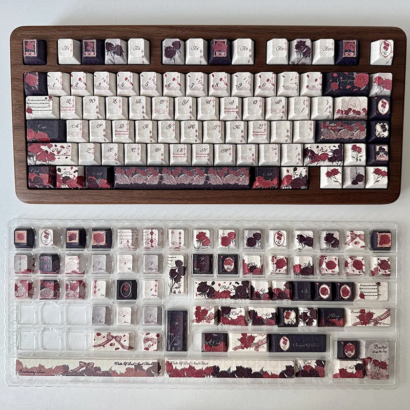 Full view of Dark Rose Keycap Set installed on a mechanical keyboard