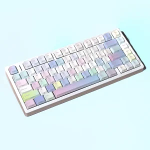 Dreamy Bubble PBT keycap set on a white mechanical keyboard