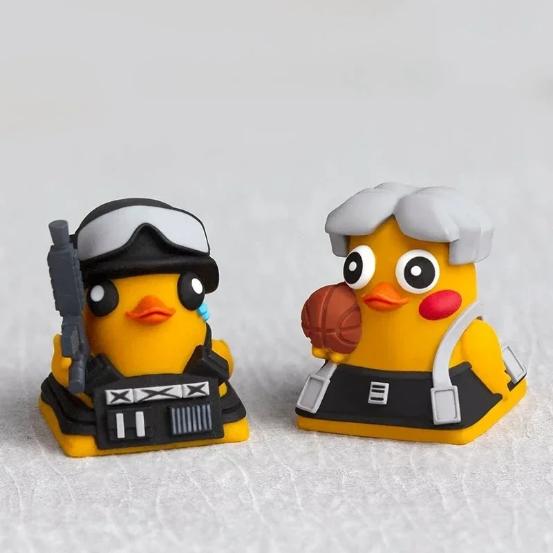 Close-up of the Escape from Duckov ESC Keycap with a basketball-ready duck design, showing intricate resin details.
