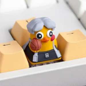 Detailed view of the handcrafted resin tactical duck ESC keycap, showcasing its 3D texture and vibrant colors.
