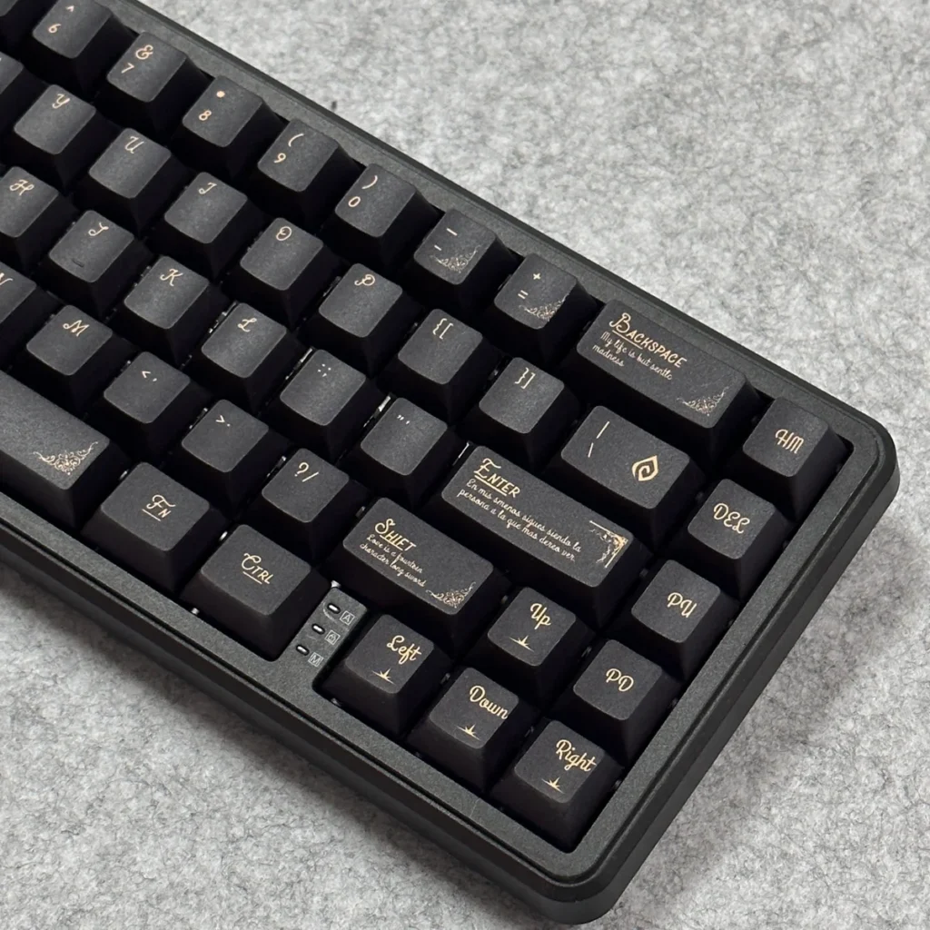 Texture shot of a PBT keycap from the Baroque set, emphasizing its durable and shine-resistant surface.