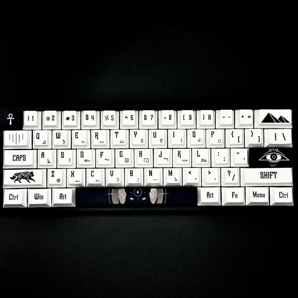 Egypt PBT Cherry Profile Keycap Set on mechanical keyboard with ancient Egyptian symbols