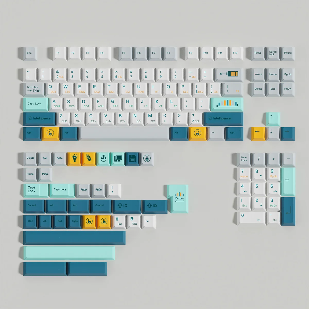 Ergonomic view of Retro Evolution Cherry profile keycaps for comfortable typing