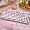 Detailed Fair Isle Pattern on Cat Themed Keycaps with vibrant colors