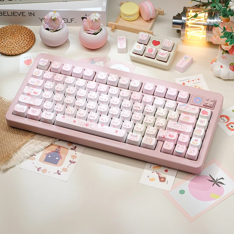The Fox Dessert Keycap Set neatly arranged in its packaging, ready for installation.