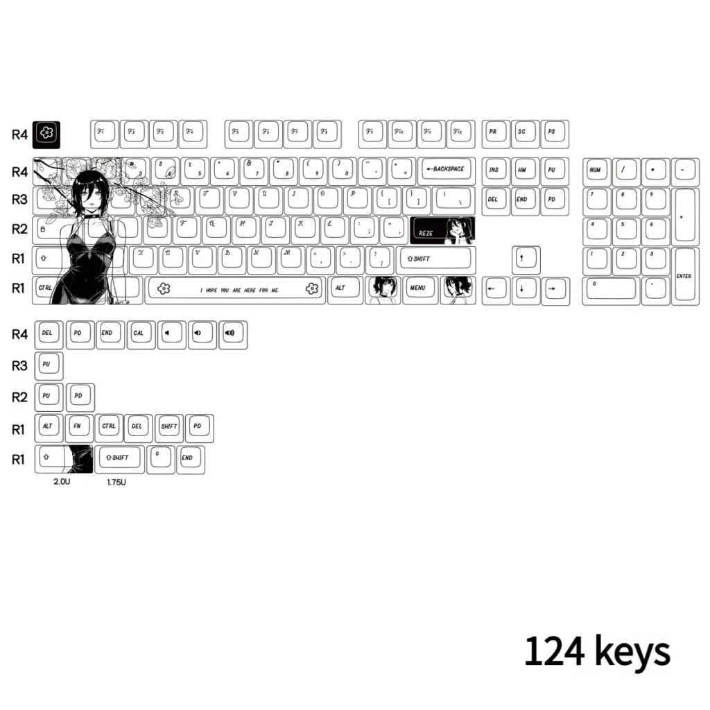 Full layout of Chainsaw Man Reze Dye-Sub Keycap Set