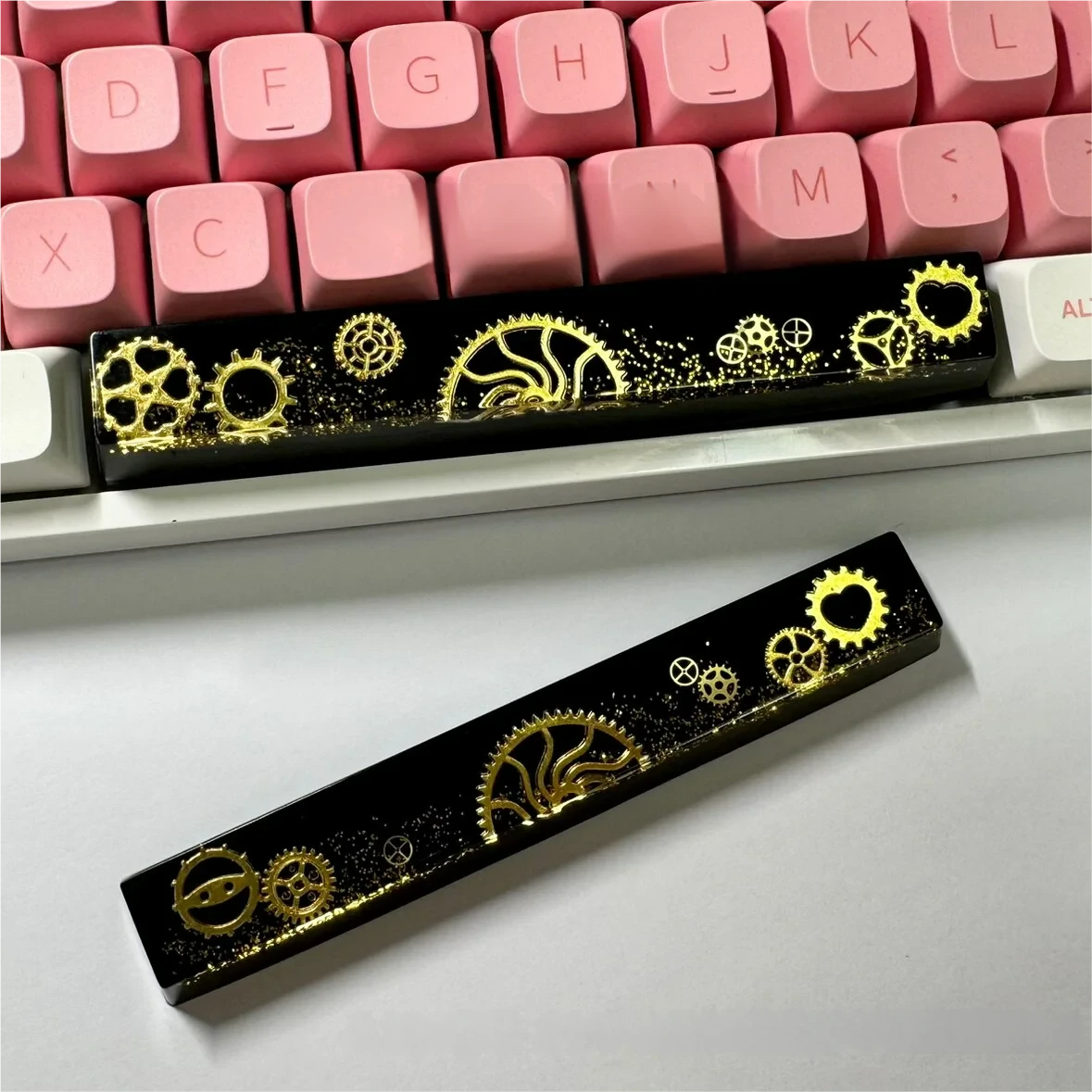 Side view of the Gear Spacebar Keycap illustrating OEM profile and solid resin construction.