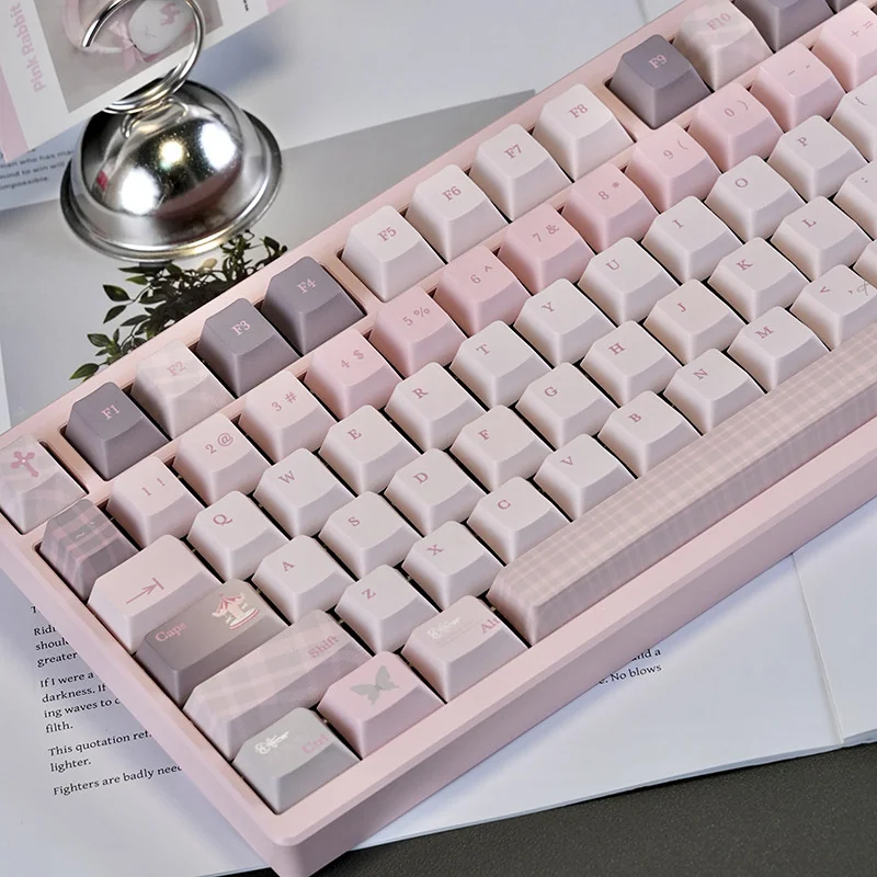 Close-up of Gentle World PBT keycaps showing dye-sub legends