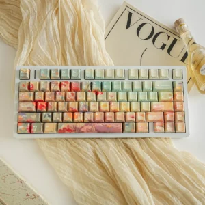 Ghibli Floral PBT Keycap Set on mechanical keyboard