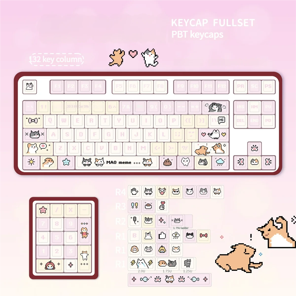 Angle view of Hachimi Pixel Cat Meme Adorable pixel cat memes showing color layering and layout presence