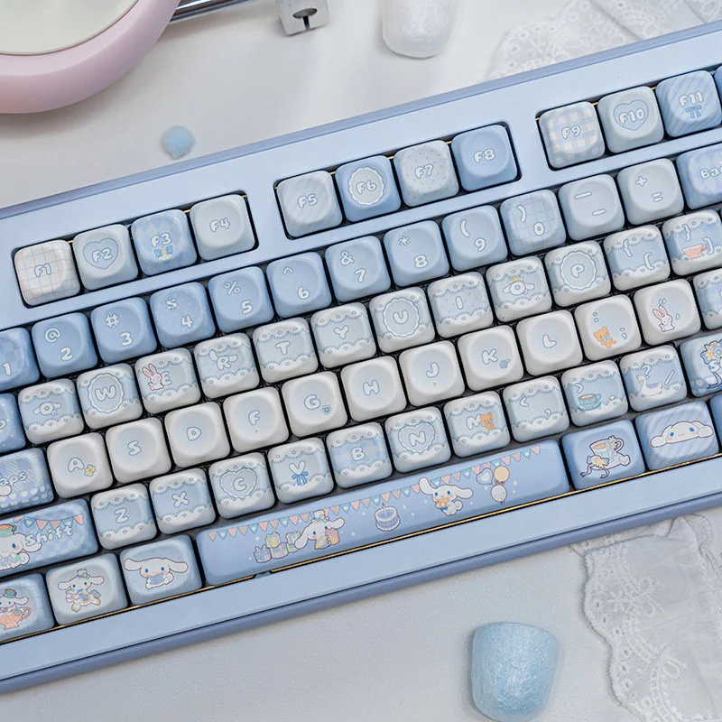 Hello Kitty Cinnamoroll Cloud Dreamy Cinnamoroll installed on a mechanical keyboard setup