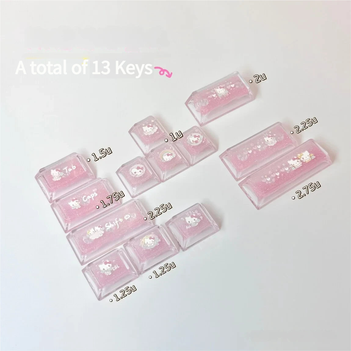 Angle view of Hello Kitty Hello Kitty Handmade iconic Hello showing color layering and layout presence