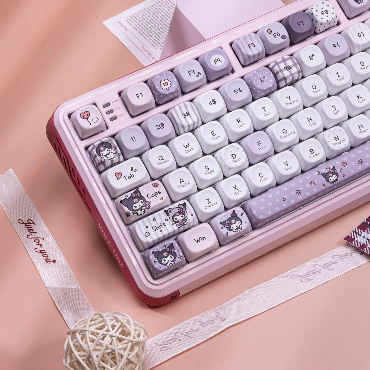 Hello Kitty Kuromi's Diary Exclusive Kuromi's installed on a mechanical keyboard setup