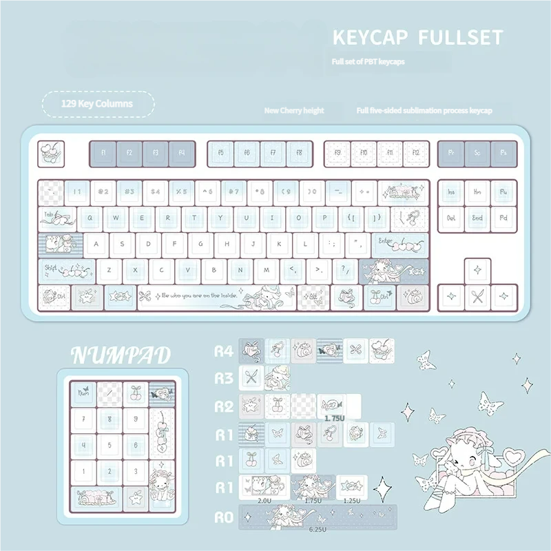 High-quality PBT Sleepy Sheep keycaps for custom keyboards