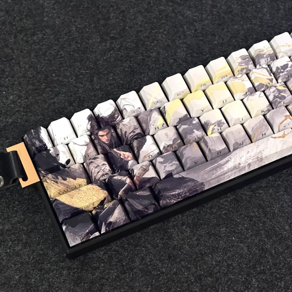 Side profile of Jinxian Cherry Keycap Set Side-Engraved Backlit showing keycap set shape and fit