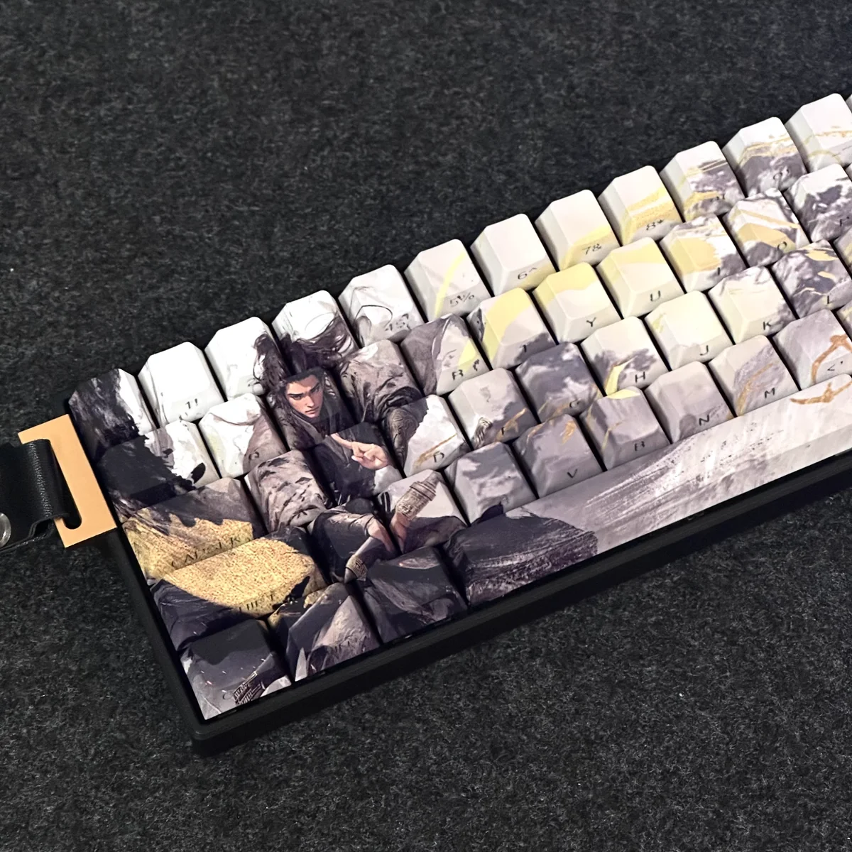 Side profile of Jinxian Cherry Keycap Set Side-Engraved Backlit showing keycap set shape and fit