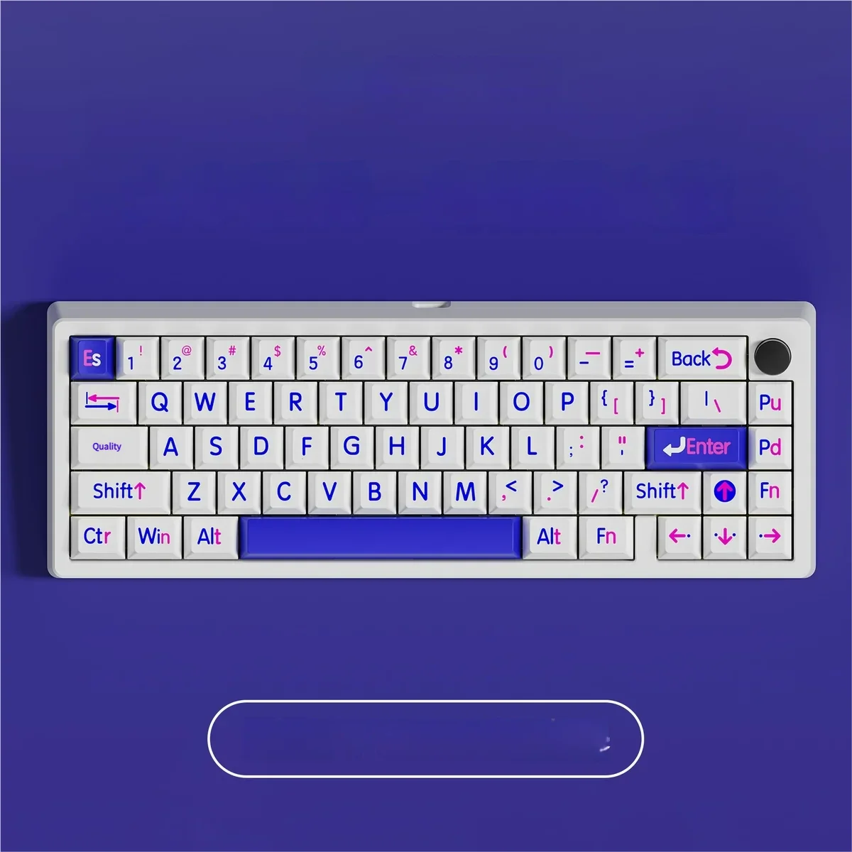 Side view of Klein Blue Cherry Profile Keycaps showing ergonomic design